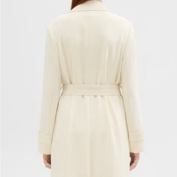 Theory Oaklane Trench Coat in White Crepe, Size 8; never worn. - Picture 3 of 3
